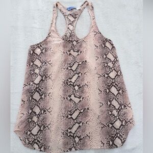 Acrobat Silk Snake Print Racerback Tank Top XS Neutral Boho